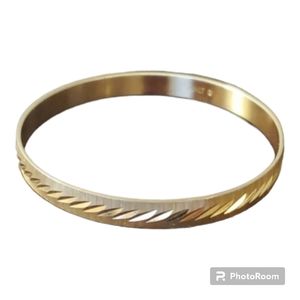 MONET Gold Tone Etched Bangle Bracelet